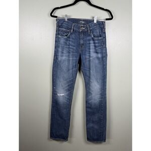 Silver Jeans Konrad W28 L32 Straight Leg Distressed Whiskered Blue Denim